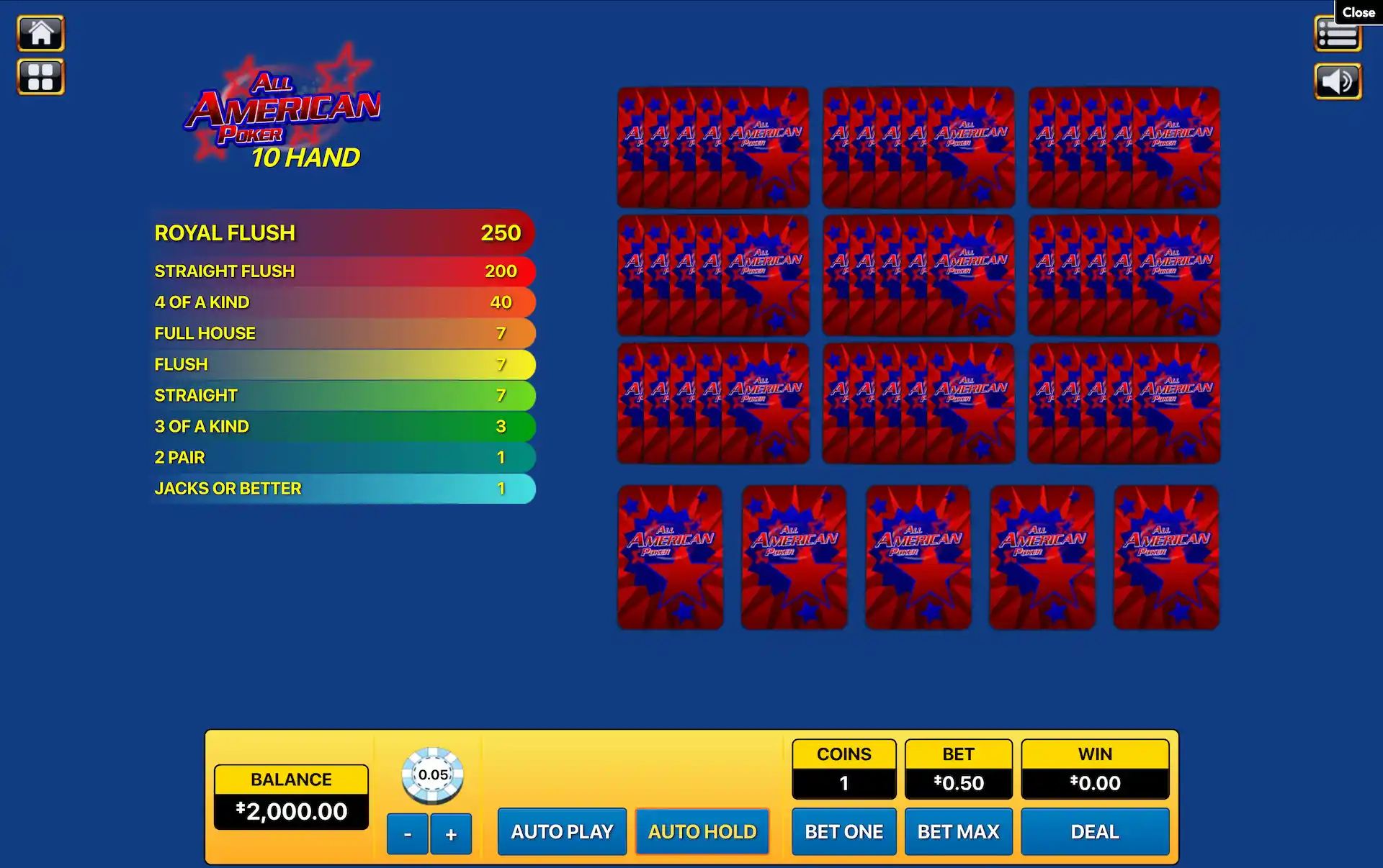 all american poker video poker