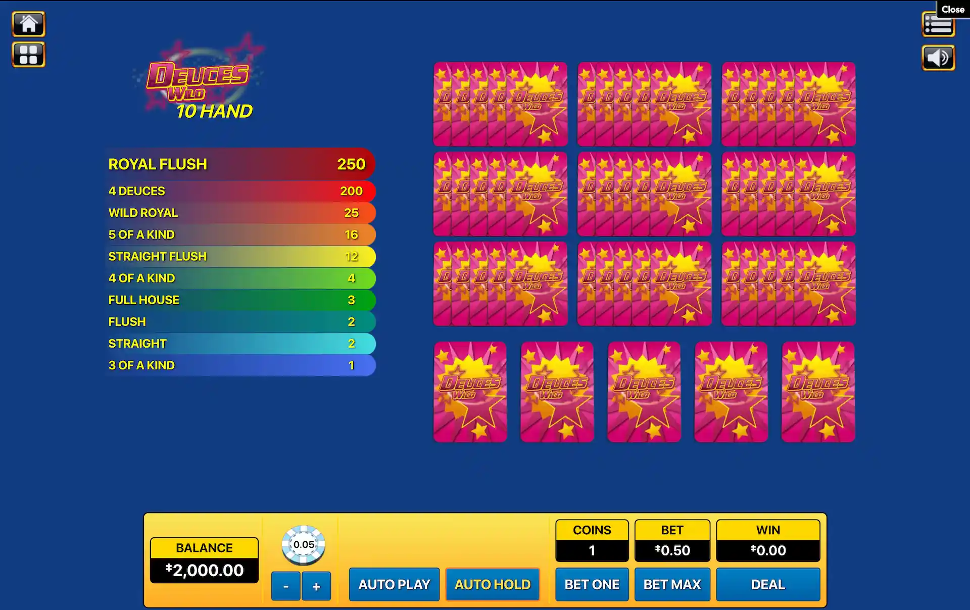 deuces wild video poker