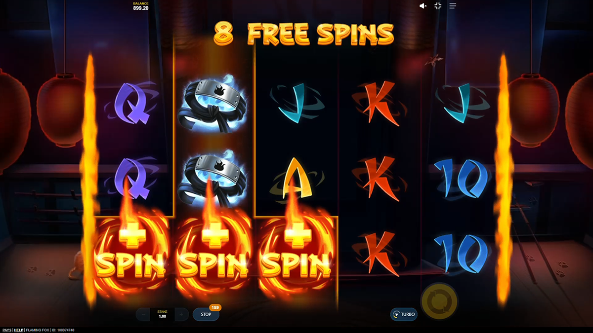 flaming fox during bonus