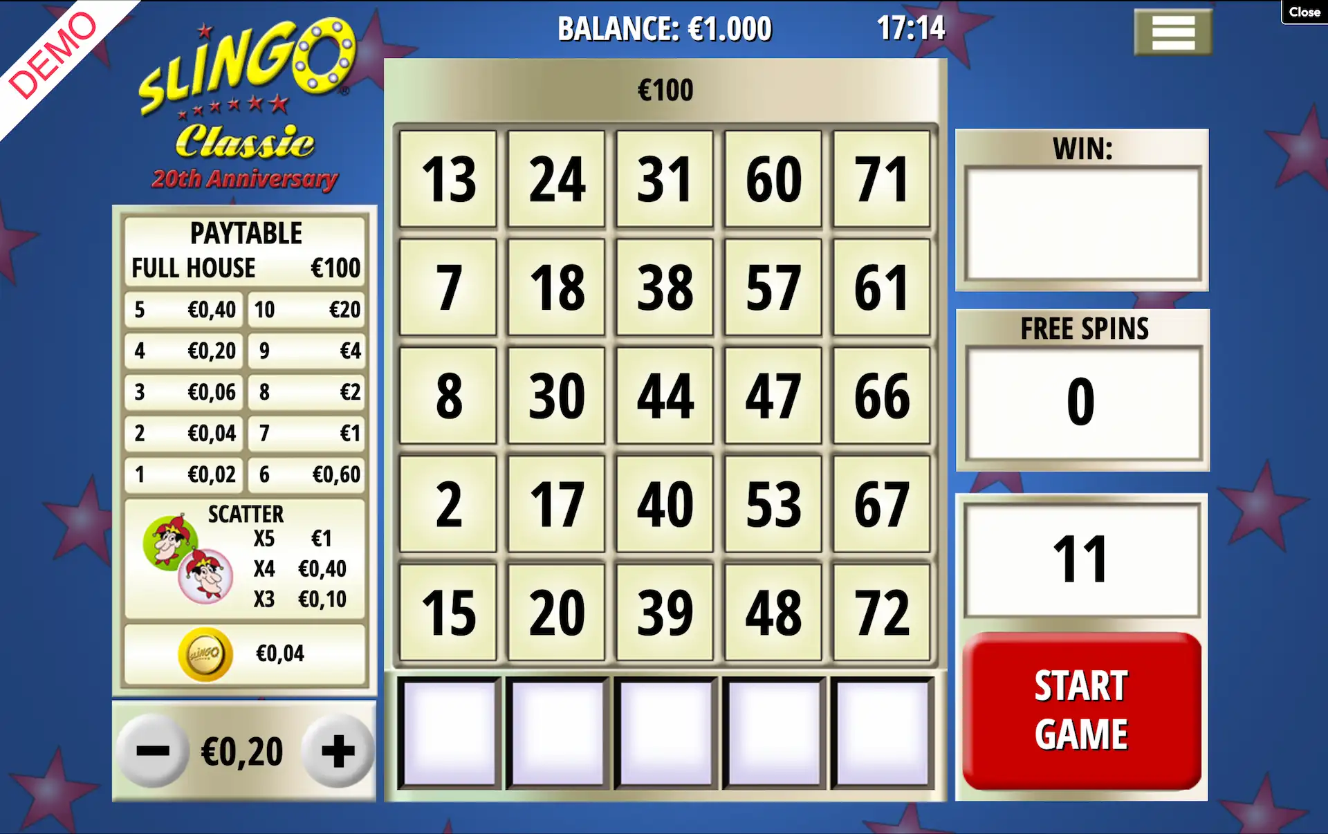 slingo classic base game