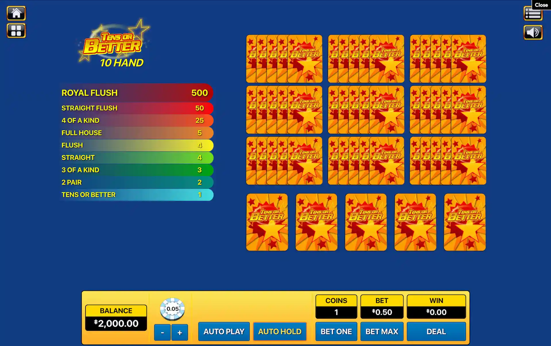 tens or better video poker