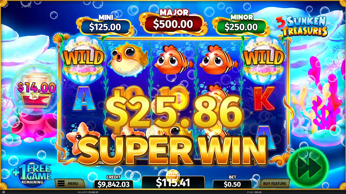 3 sunken treasures big win