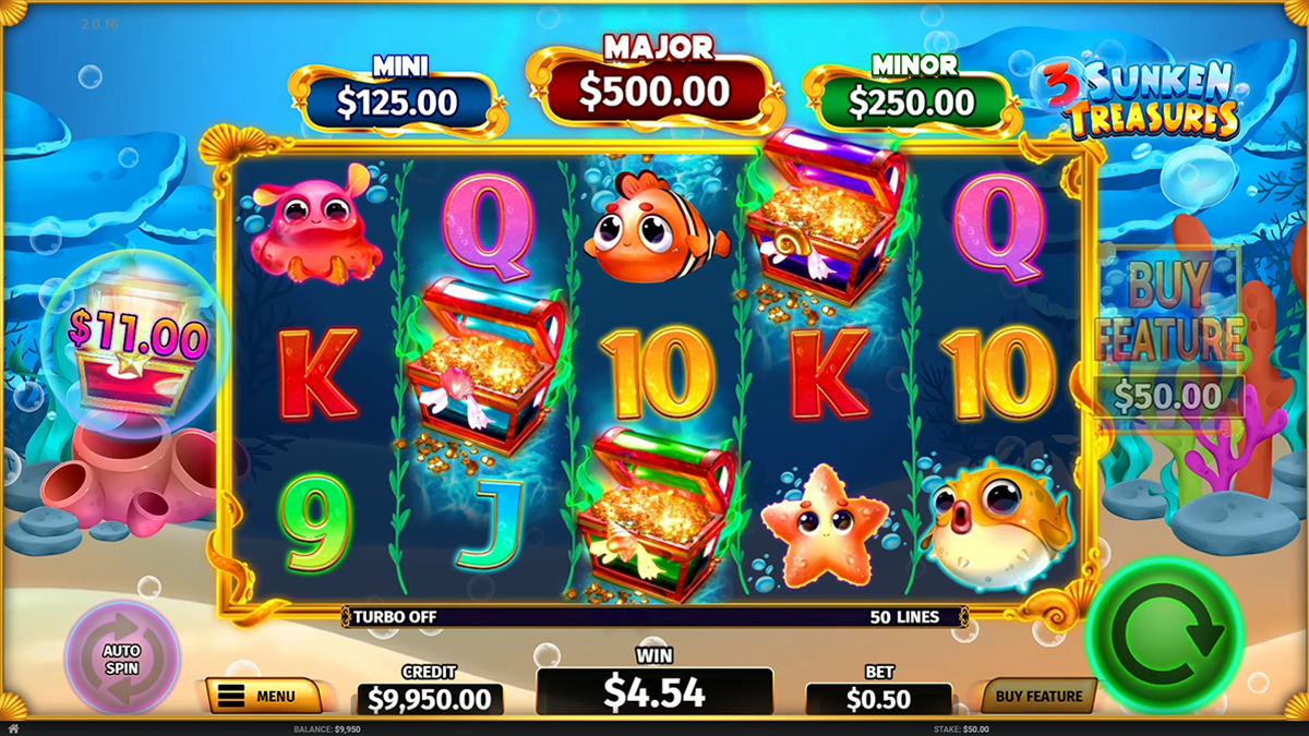 3 sunken treasures bonus trigger visible
