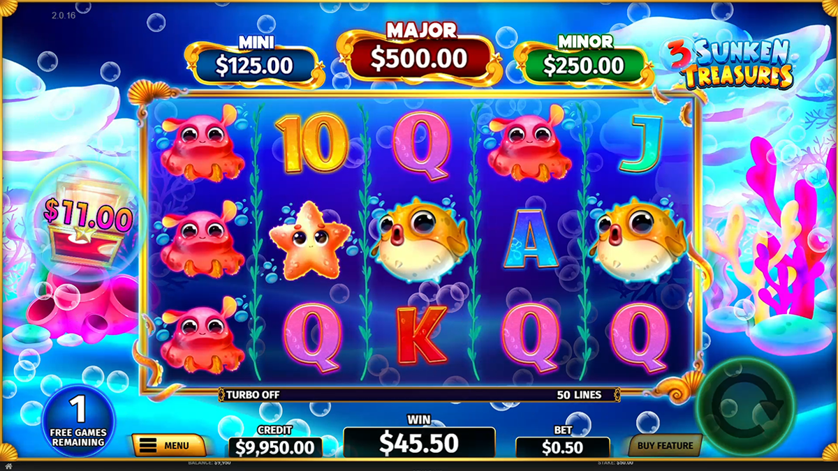 3 sunken treasures during bonus
