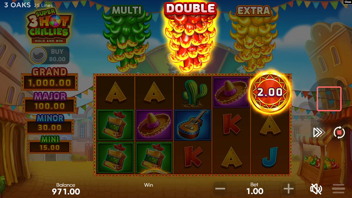 3 super hot chillies hold and win bonus trigger