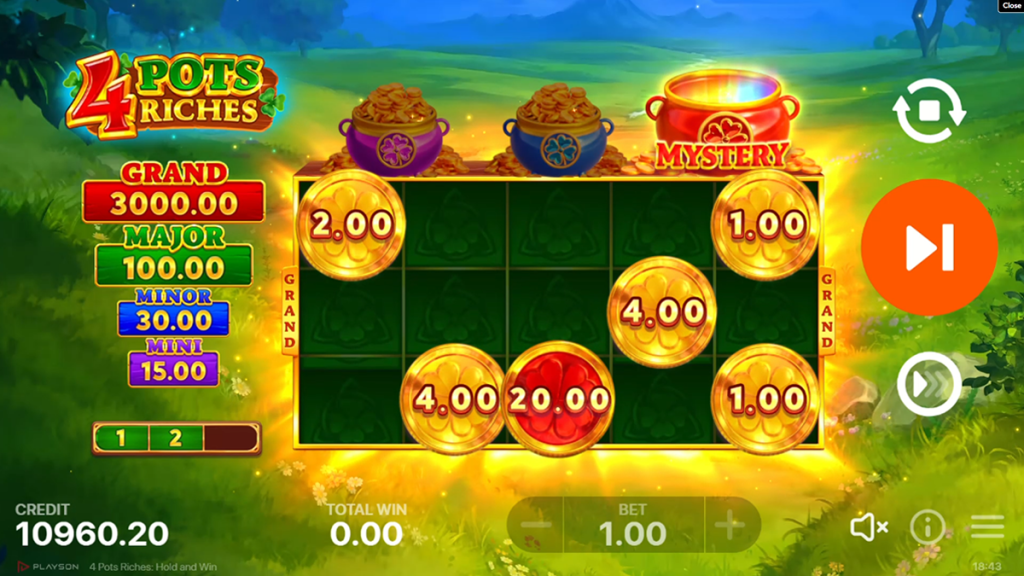 4 Pots Riches Hold and Win during bonus