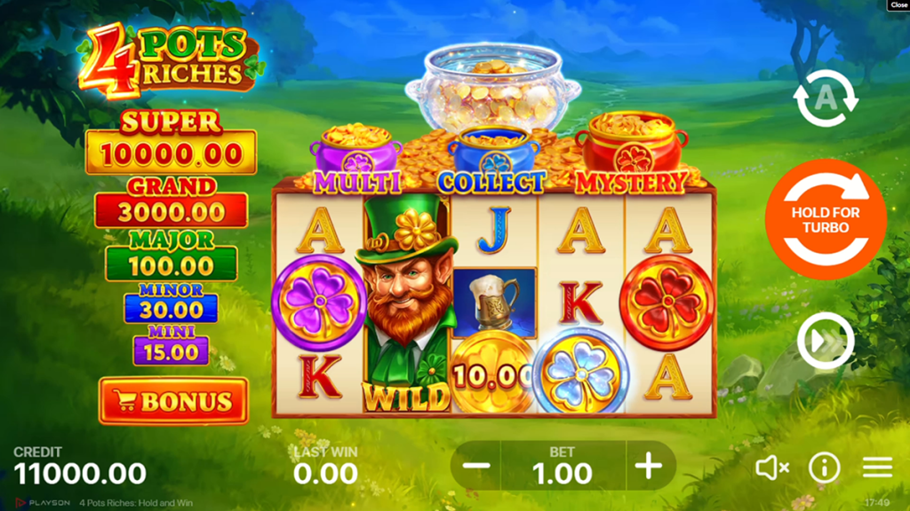 4 Pots Riches Hold and Win Grid with Symbols