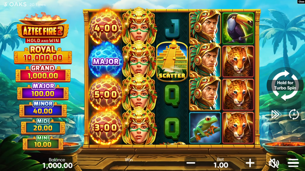 Aztec Fire 2 Hold and Win Gameplay