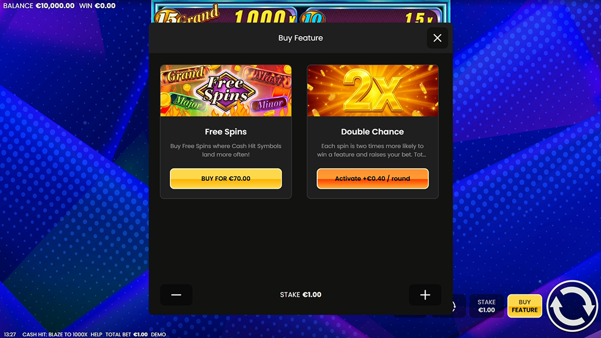 cash hit blaze to 1000x bonus buy feature