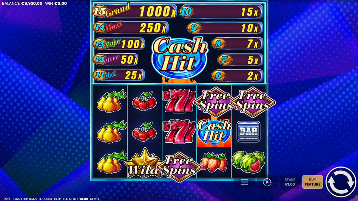 cash hit blaze to 1000x bonus trigger 
