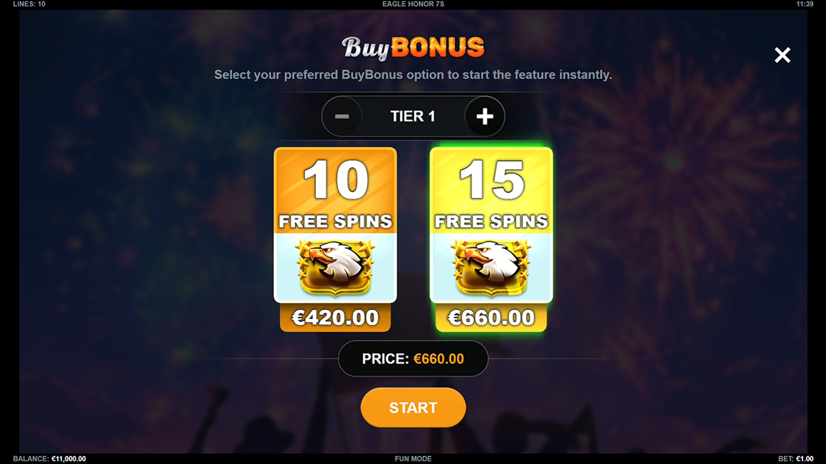 Eagle Honor 7s bonus buy feature