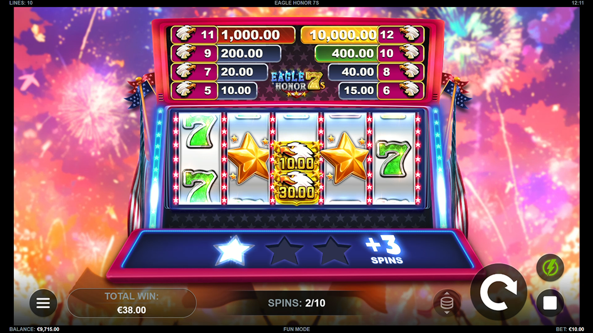 Eagle Honor 7s free spins bonus 
