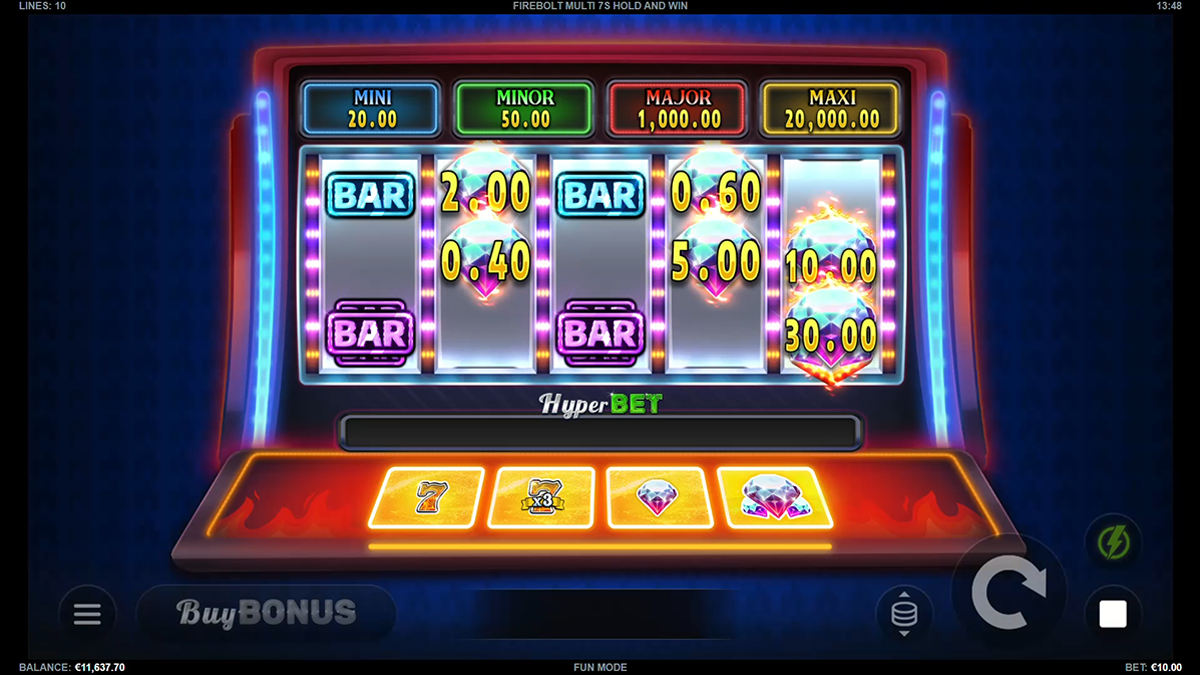 firebolt multi 7s hold and win bonus trigger
