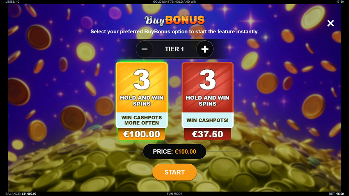 gold mint7s hold and win bonus buy