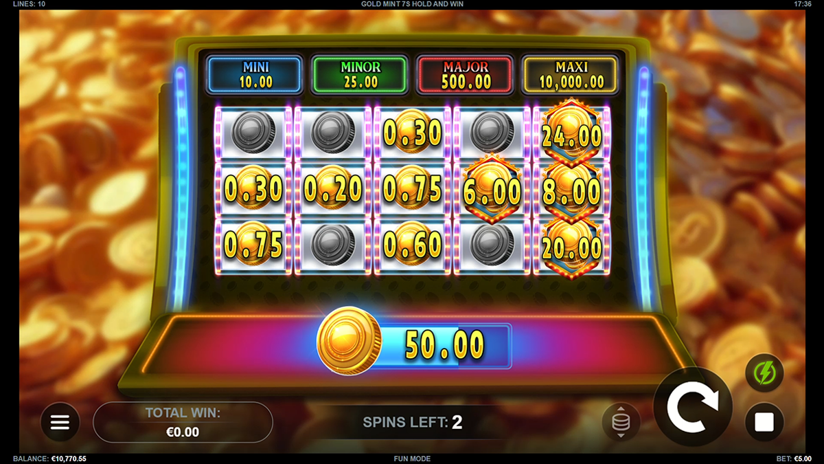 gold mint 7s hold and win bonus