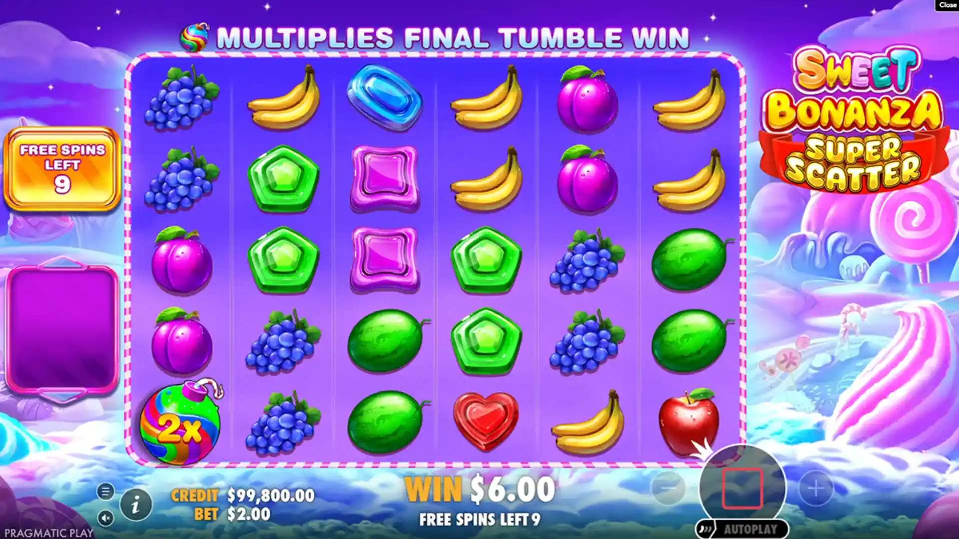 sweet bonanza super scatter during bonus