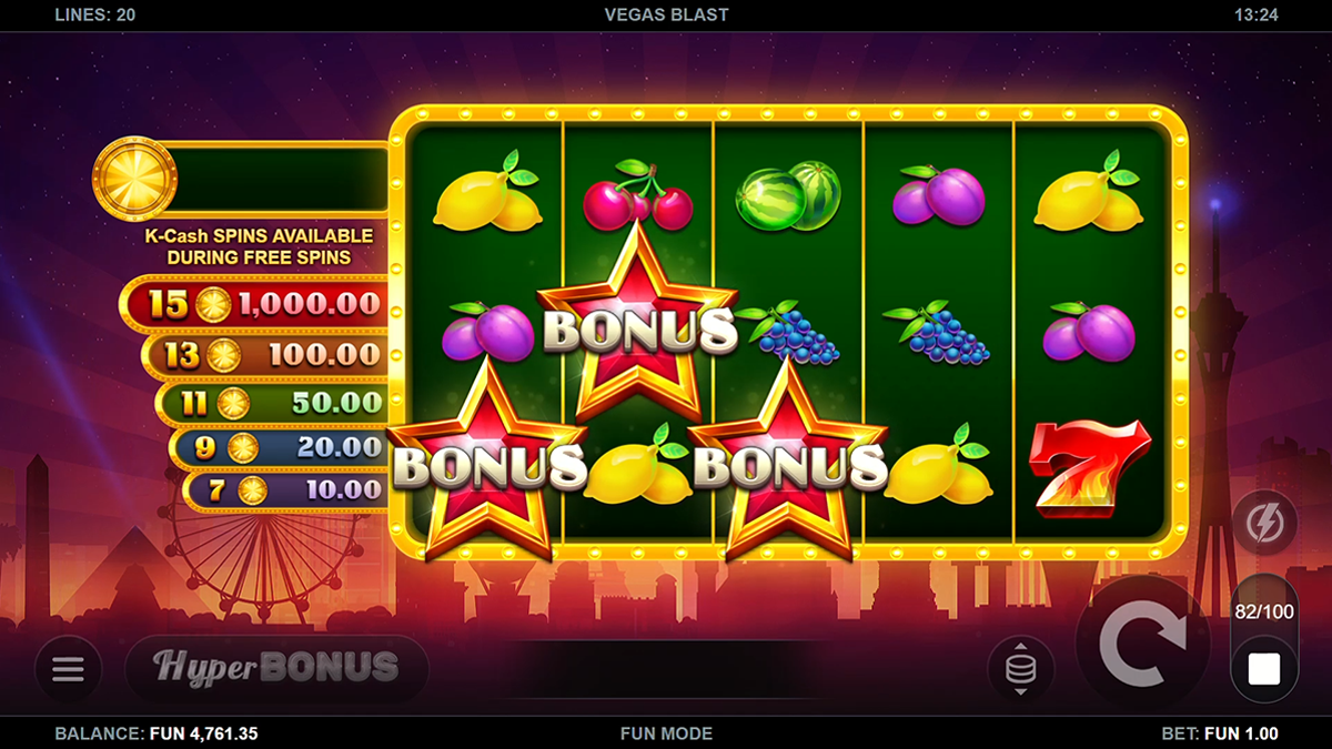 vegas blast bonus trigger visible