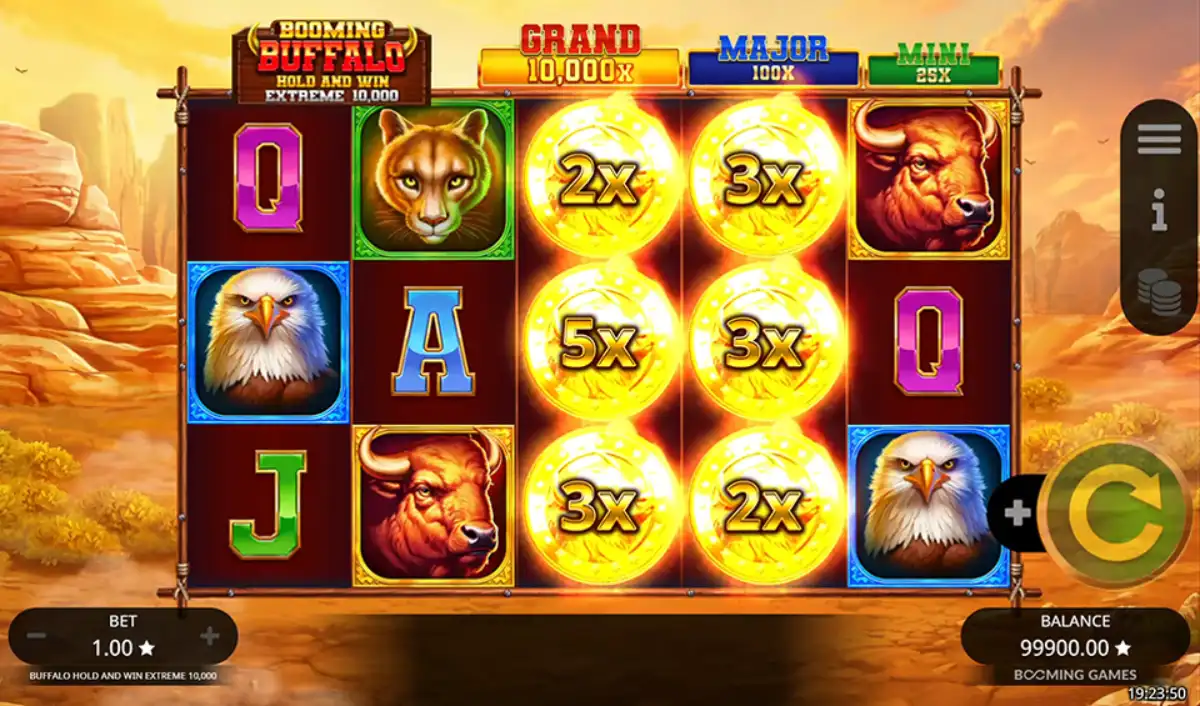 buffalo hold and win extreme 10,000 bonus trigger visible