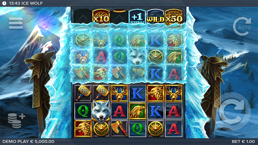Ive Wolf slot reel grid with symbols