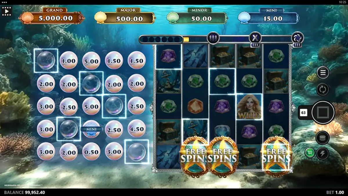 mermaids millions cashingo bonus trigger visible