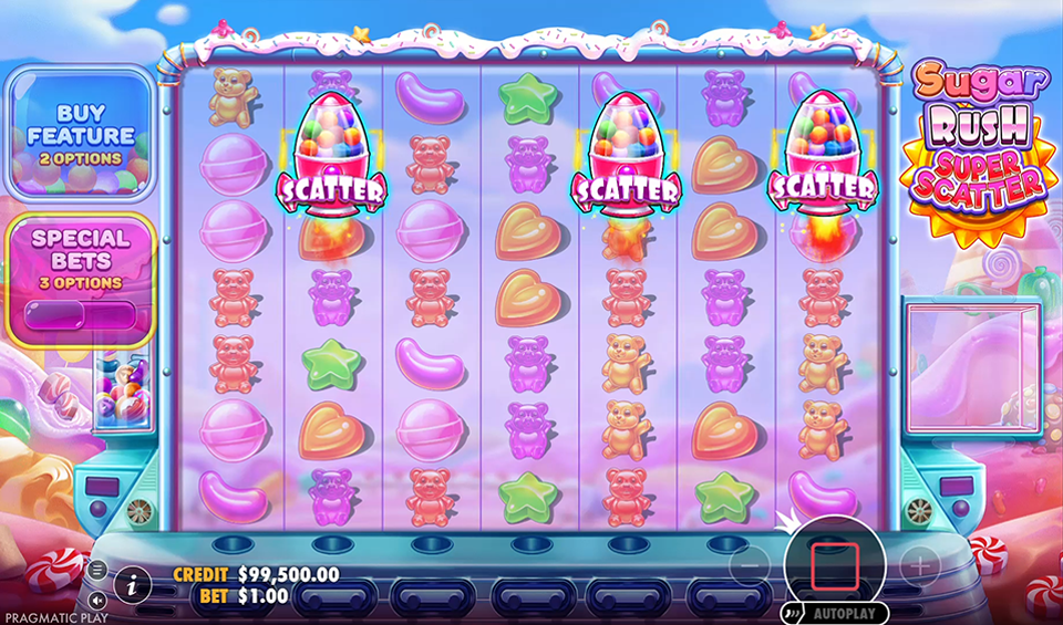 Sugar Rush Super Scatter with bonus trigger visible