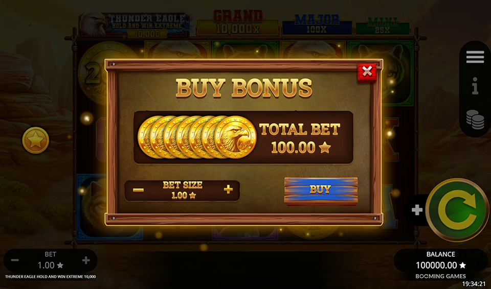 Thunder Eagle Hold and Win Extreme 10,000 bonus buy