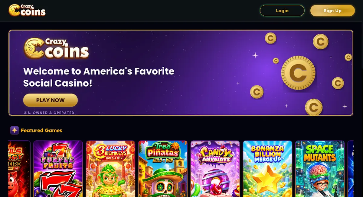 crazy coins casino homepage