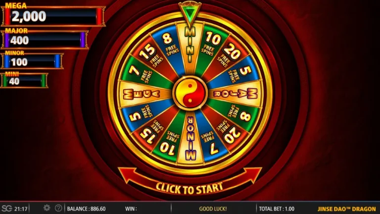 Bonus round in Jinse Dao Dragon showing a colorful prize wheel with jackpot levels and free spin segments.