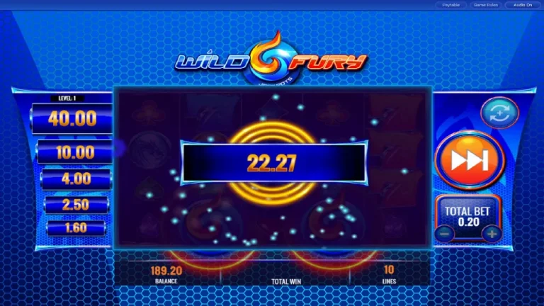 Wild Fury - Game screenshot with big win display.